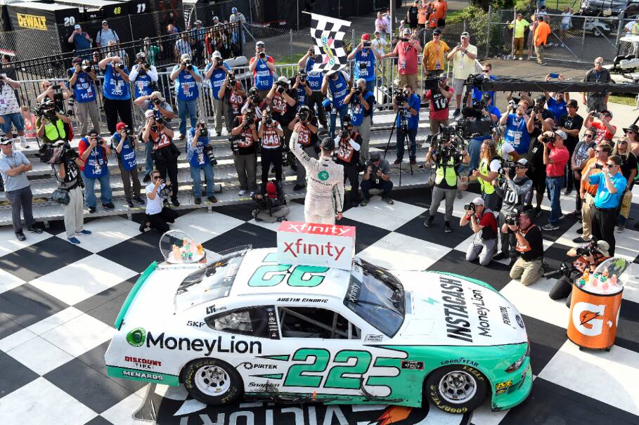 Austin Cindric came from behind twice on the final two laps for his first career Xfinity Series win. Austin Cindric came from behind twice on the final two laps for his first career Xfinity Series win.